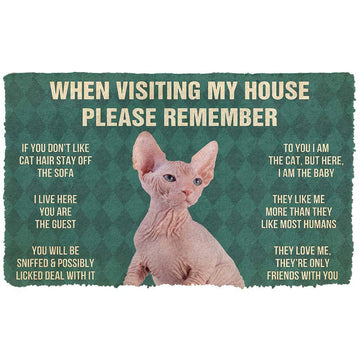 Gearhumans 3D Please Remember Sphynx Kitten Cats House Rules Custom Doormat GO10052126 Doormat Doormat S(15,8inchx23,6inch) 