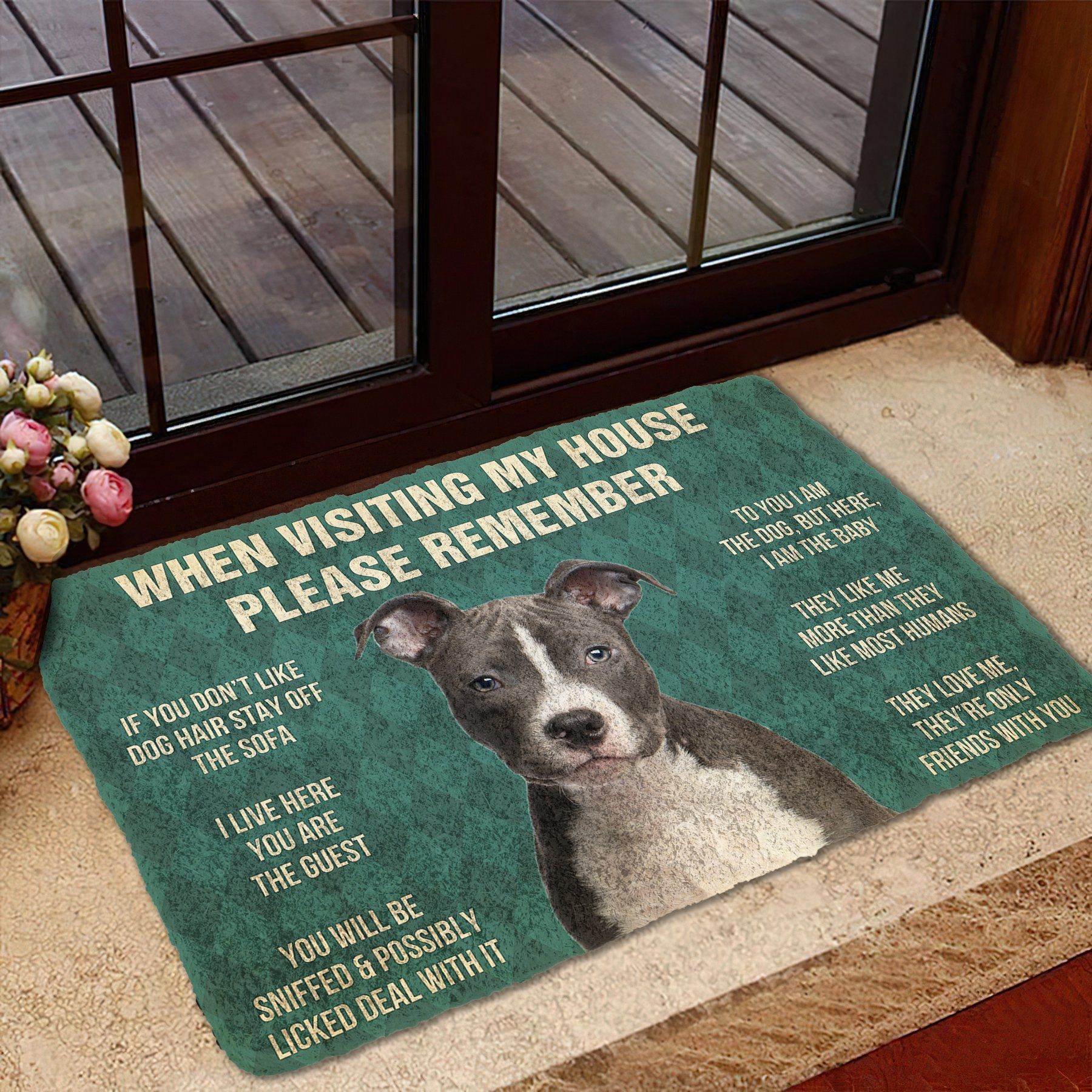 Gearhumans 3D Please Remember Staffordshire Bull Terrier House Rules Custom Doormat GW19047 Doormat 