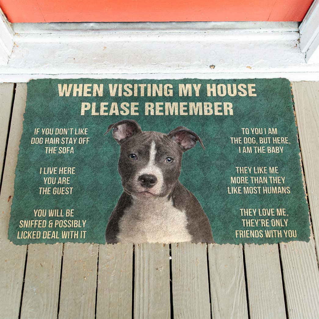 Gearhumans 3D Please Remember Staffordshire Bull Terrier House Rules Custom Doormat GW19047 Doormat 