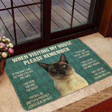 Gearhumans 3D Please Remember Tonkinese Cat House Rules Custom Doormat