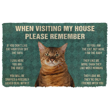 Gearhumans 3D Please Remember Toyger Cat House Rules Custom Doormat