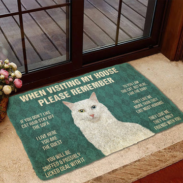 Gearhumans 3D Please Remember Turkish Angora Cats House Rules Custom Doormat