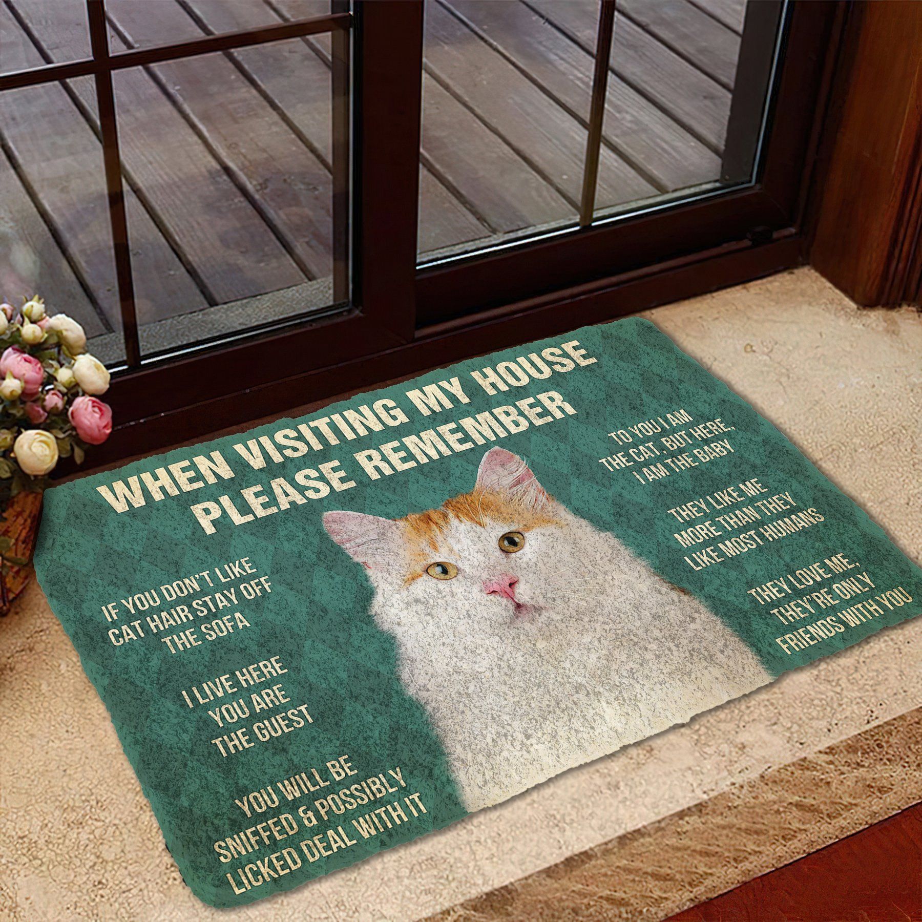 Gearhumans 3D Please Remember Turkish Van Cat House Rules Custom Doormat GS0605216 Doormat 