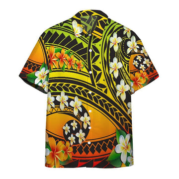Gearhumans 3D Plumeria Polynesian Hawaii Shirt ZZ02041 Hawai Shirt Short Sleeve Shirt S 