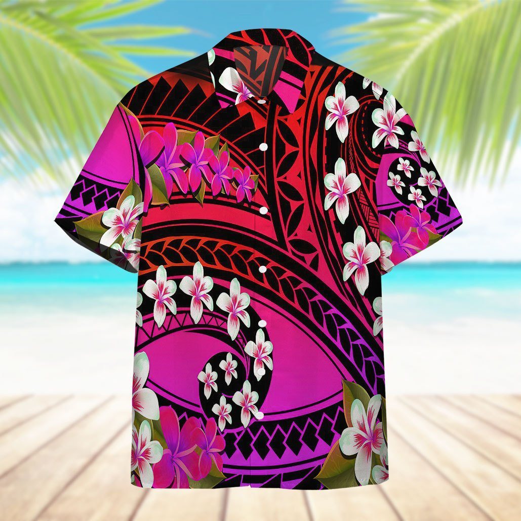 Gearhumans 3D Plumeria Polynesian Purple Hawaii Shirt ZZ02042 Hawai Shirt 