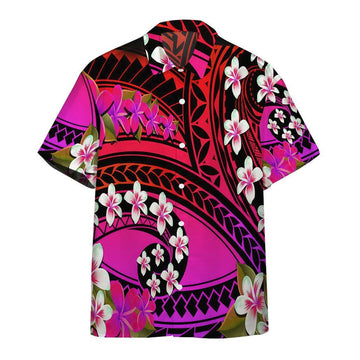 Gearhumans 3D Plumeria Polynesian Purple Hawaii Shirt ZZ02042 Hawai Shirt Short Sleeve Shirt S 