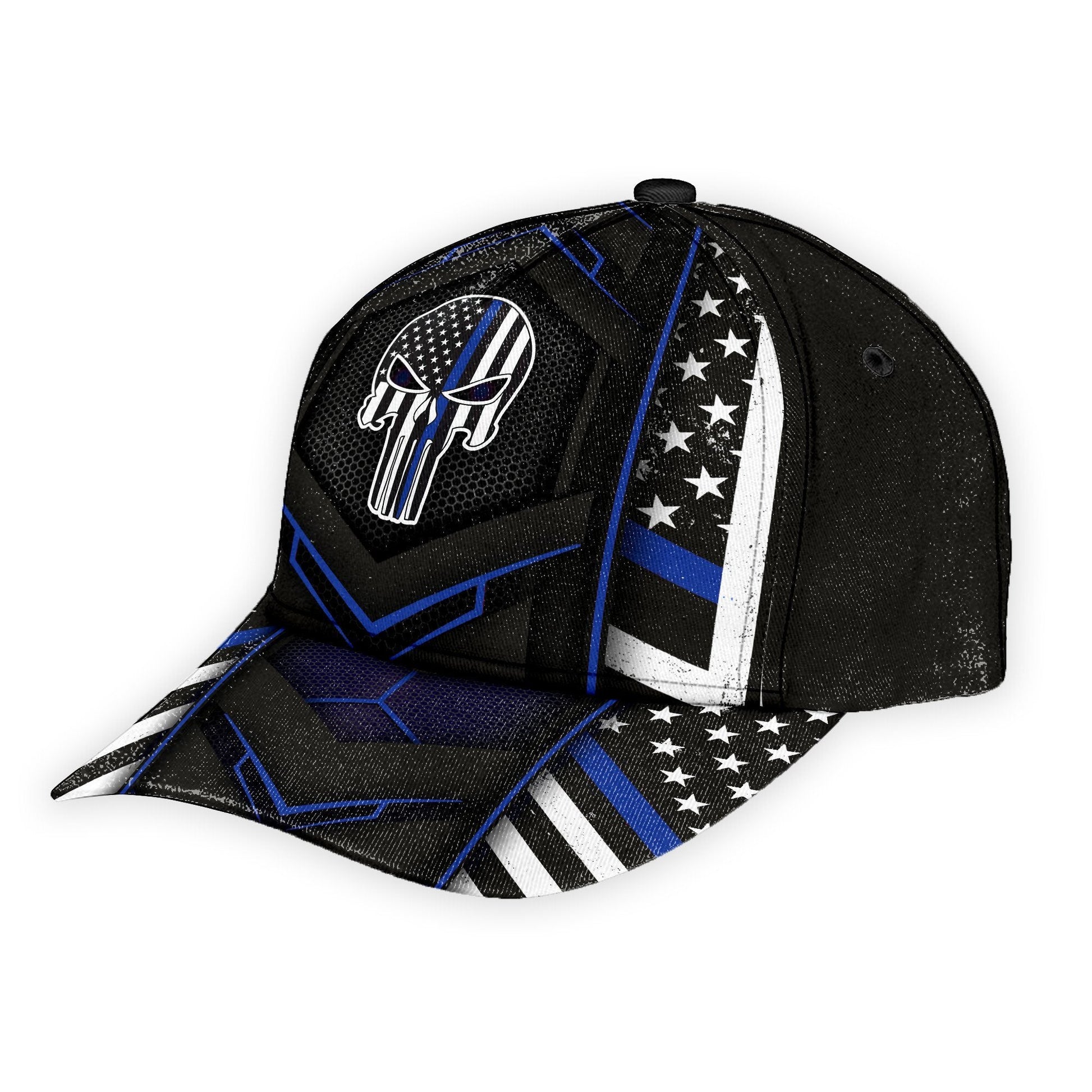 Gearhumans 3D Police Blue Skull Custom Cap GW020417 Cap