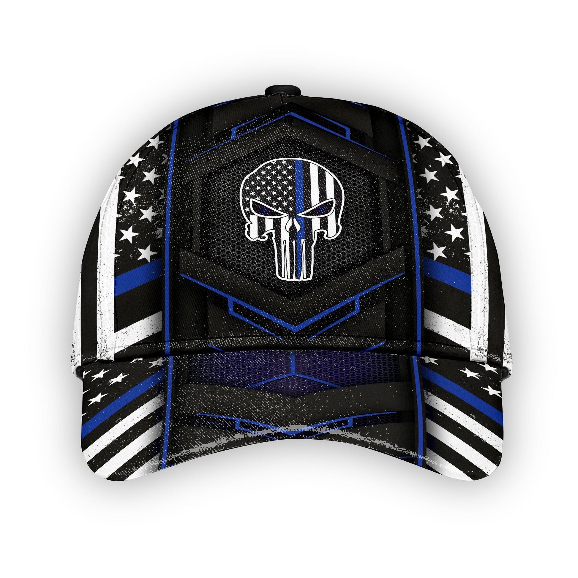 Gearhumans 3D Police Blue Skull Custom Cap GW020417 Cap Cap