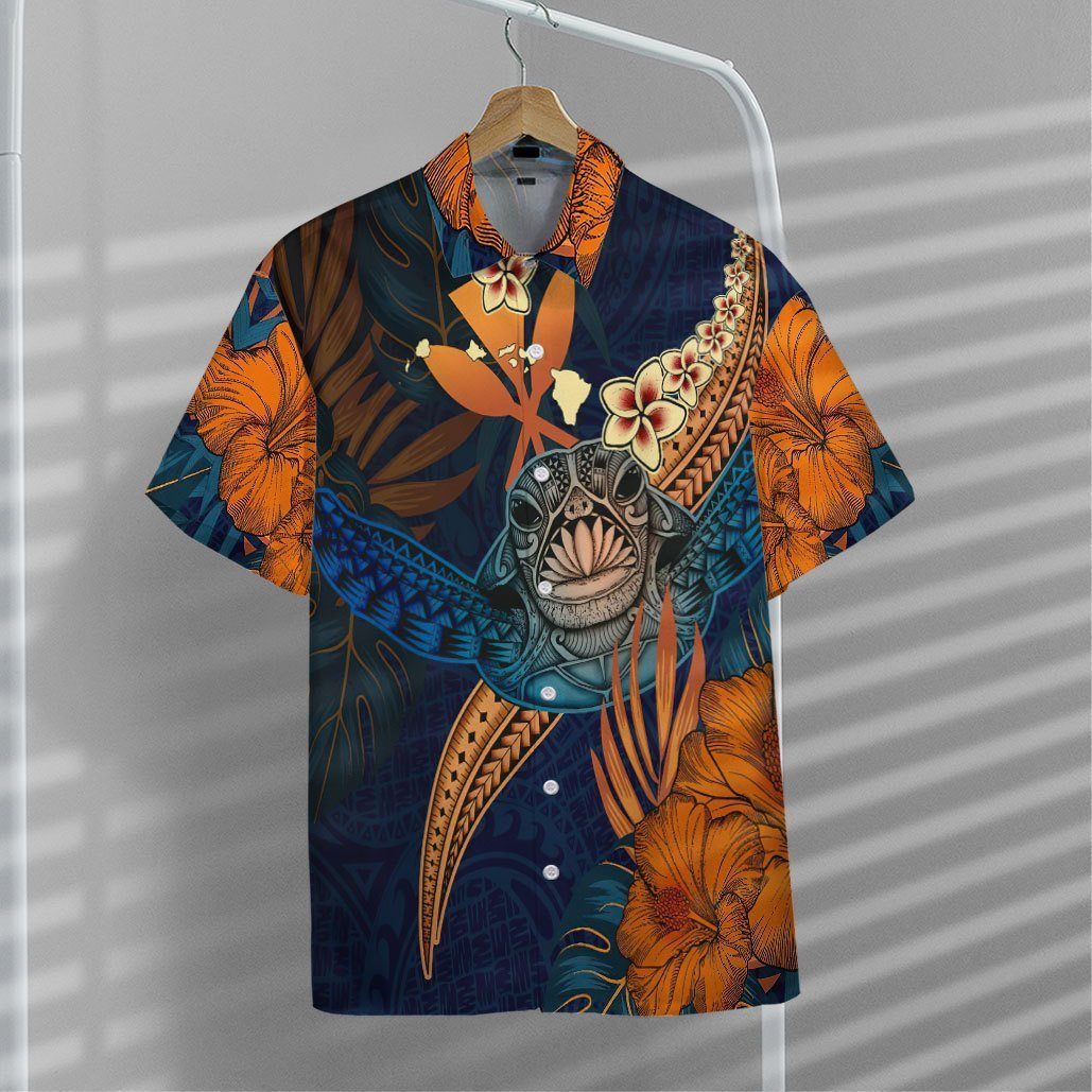 Gearhumans 3D Polynesian Turtle Hibiscus Hawaii Shirt ZZ02043 Hawai Shirt 