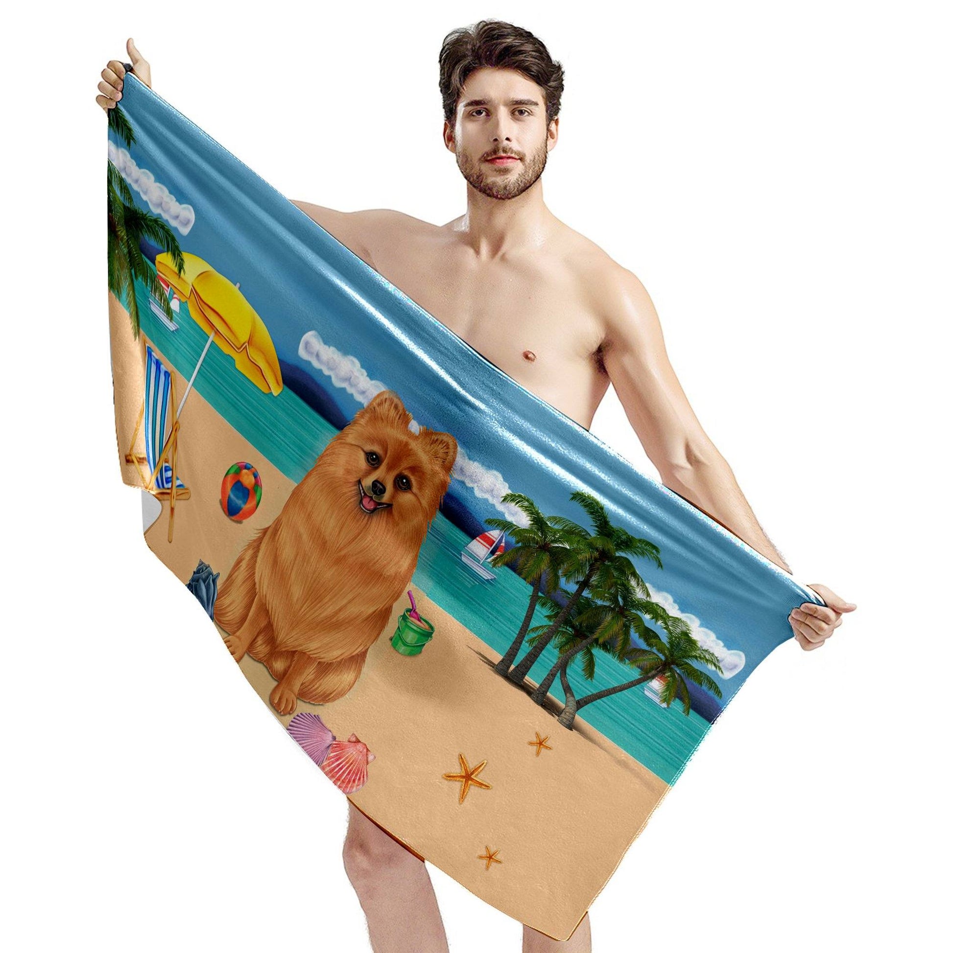 Gearhumans 3D Pomeranian Dog Custom Beach Towel GW12052114 Towel 
