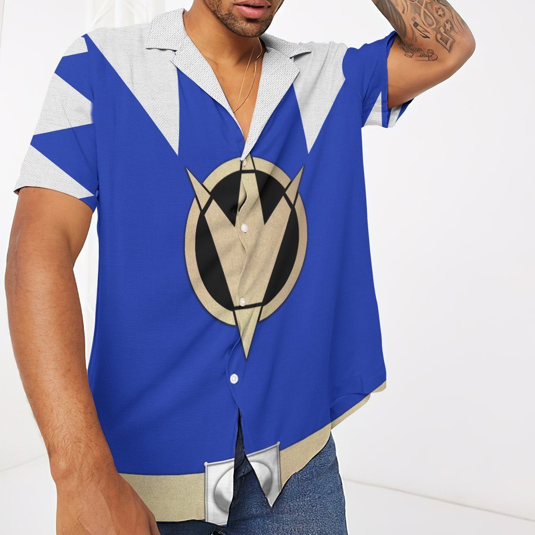 Gearhumans 3D Power Ranger Blue Dino Thunder Hawaii Shirt ZK2804217 Hawai Shirt 