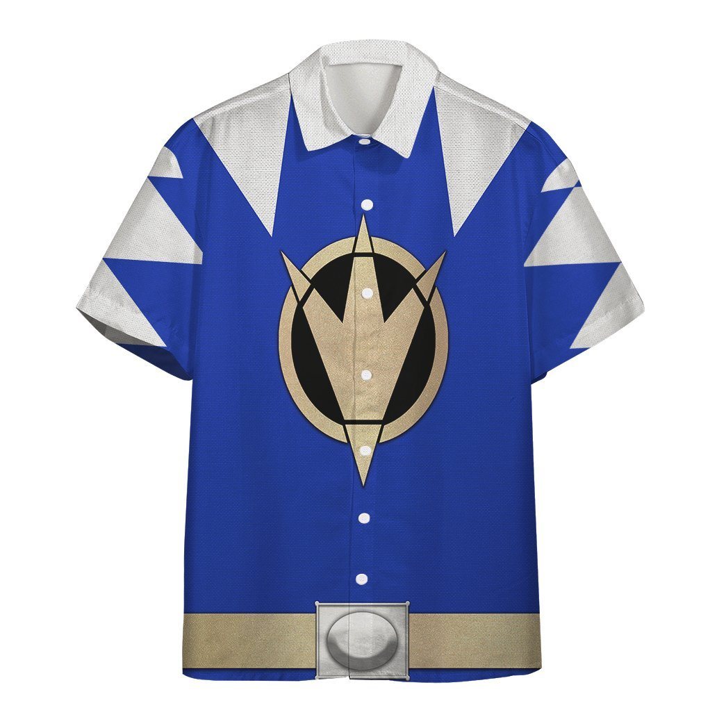 Gearhumans 3D Power Ranger Blue Dino Thunder Hawaii Shirt ZK2804217 Hawai Shirt Short Sleeve Shirt S 