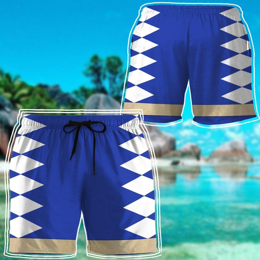 Gearhumans 3D Power Ranger Blue Dino Thunder Shorts ZK28042112 Men Shorts 