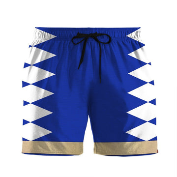 Gearhumans 3D Power Ranger Blue Dino Thunder Shorts ZK28042112 Men Shorts S 