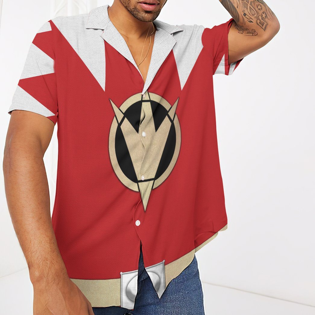 Gearhumans 3D Power Ranger Red Dino Thunder Hawaii Shirt ZK2804215 Hawai Shirt 