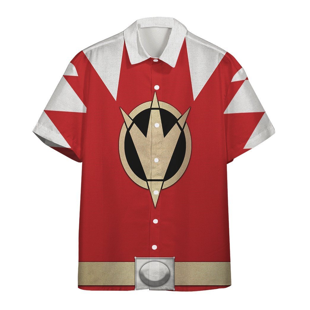 Gearhumans 3D Power Ranger Red Dino Thunder Hawaii Shirt ZK2804215 Hawai Shirt Short Sleeve Shirt S 