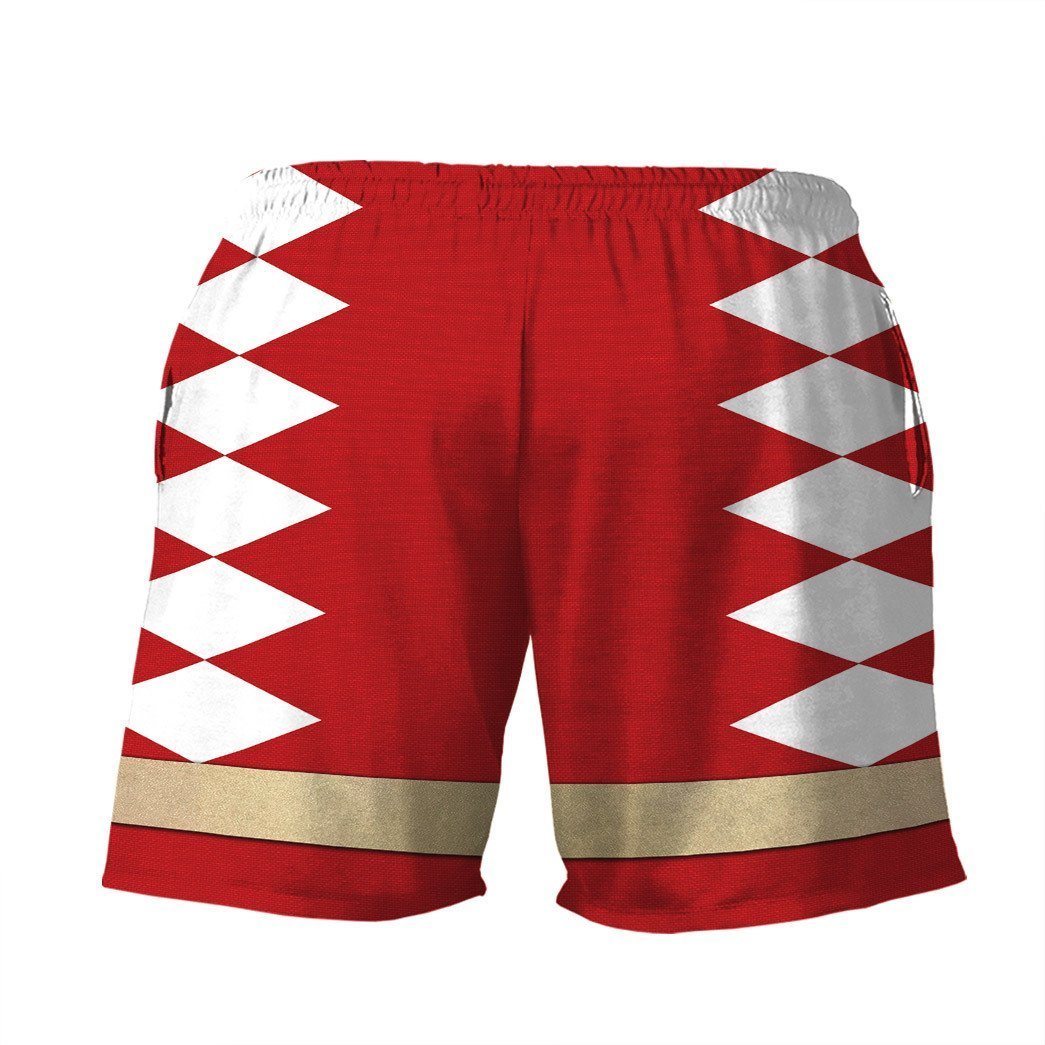 Gearhumans 3D Power Ranger Red Dino Thunder Shorts ZK28042111 Men Shorts 