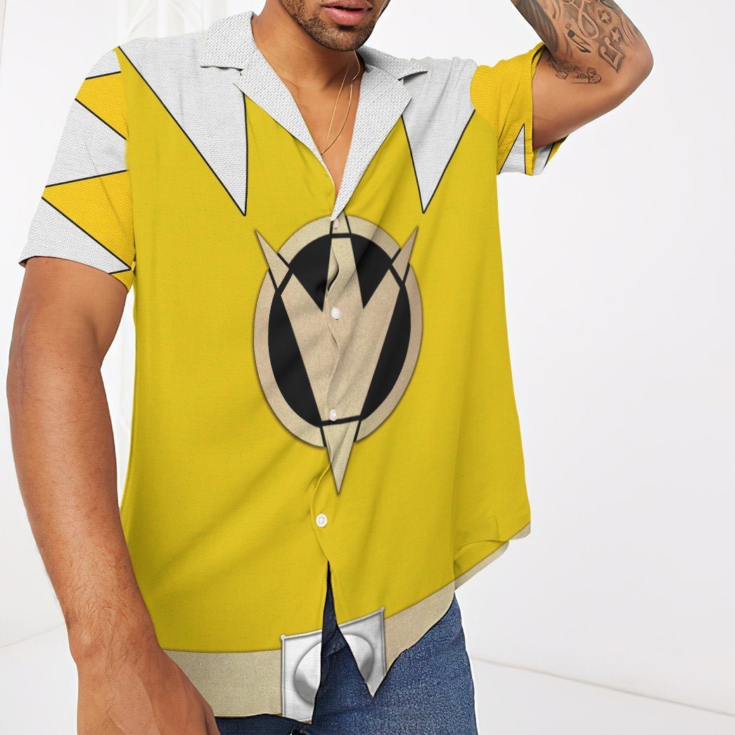 Gearhumans 3D Power Ranger Yellow Dino Thunder Hawaii Shirt ZK2804216 Hawai Shirt 