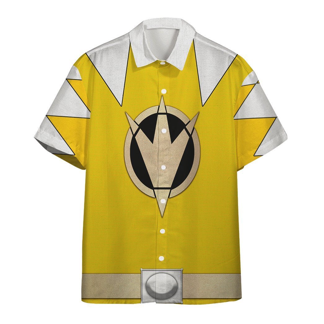 Gearhumans 3D Power Ranger Yellow Dino Thunder Hawaii Shirt ZK2804216 Hawai Shirt Short Sleeve Shirt S 