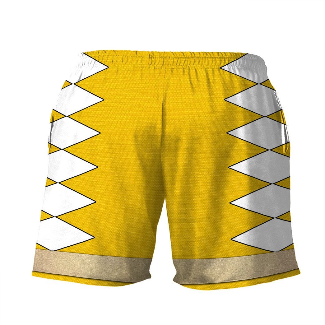 Gearhumans 3D Power Ranger Yellow Dino Thunder Shorts ZK28042113 Men Shorts 