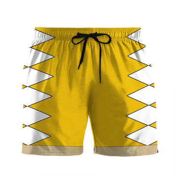 Gearhumans 3D Power Ranger Yellow Dino Thunder Shorts ZK28042113 Men Shorts S 