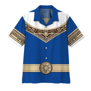 Gearhumans 3D Power Ranger Zeo Blue Hawaii Shirt ZK2904215 Hawai Shirt Short Sleeve Shirt S 
