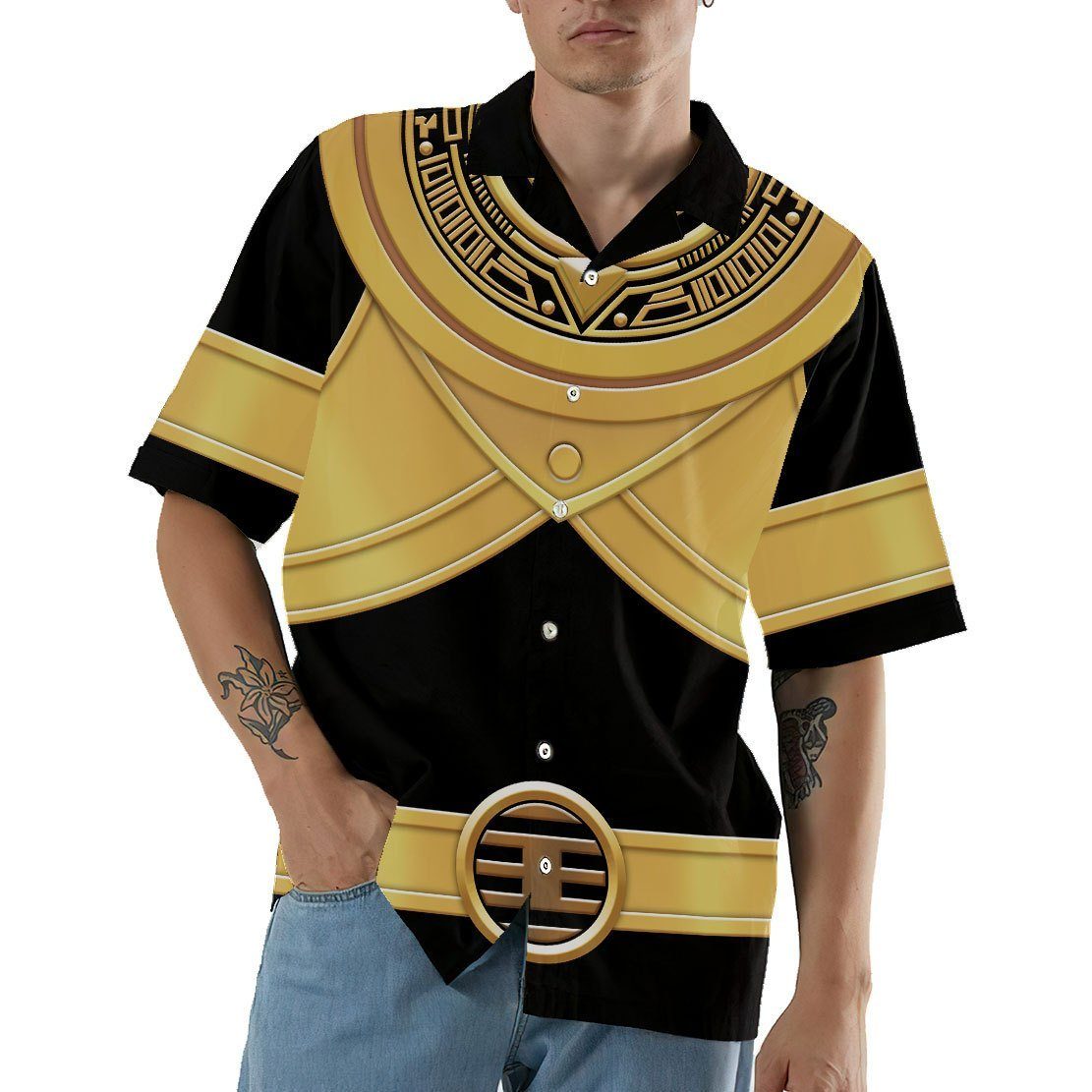 Gearhumans 3D Power Ranger Zeo Gold Hawaii Shirt ZK2904217 Hawai Shirt 