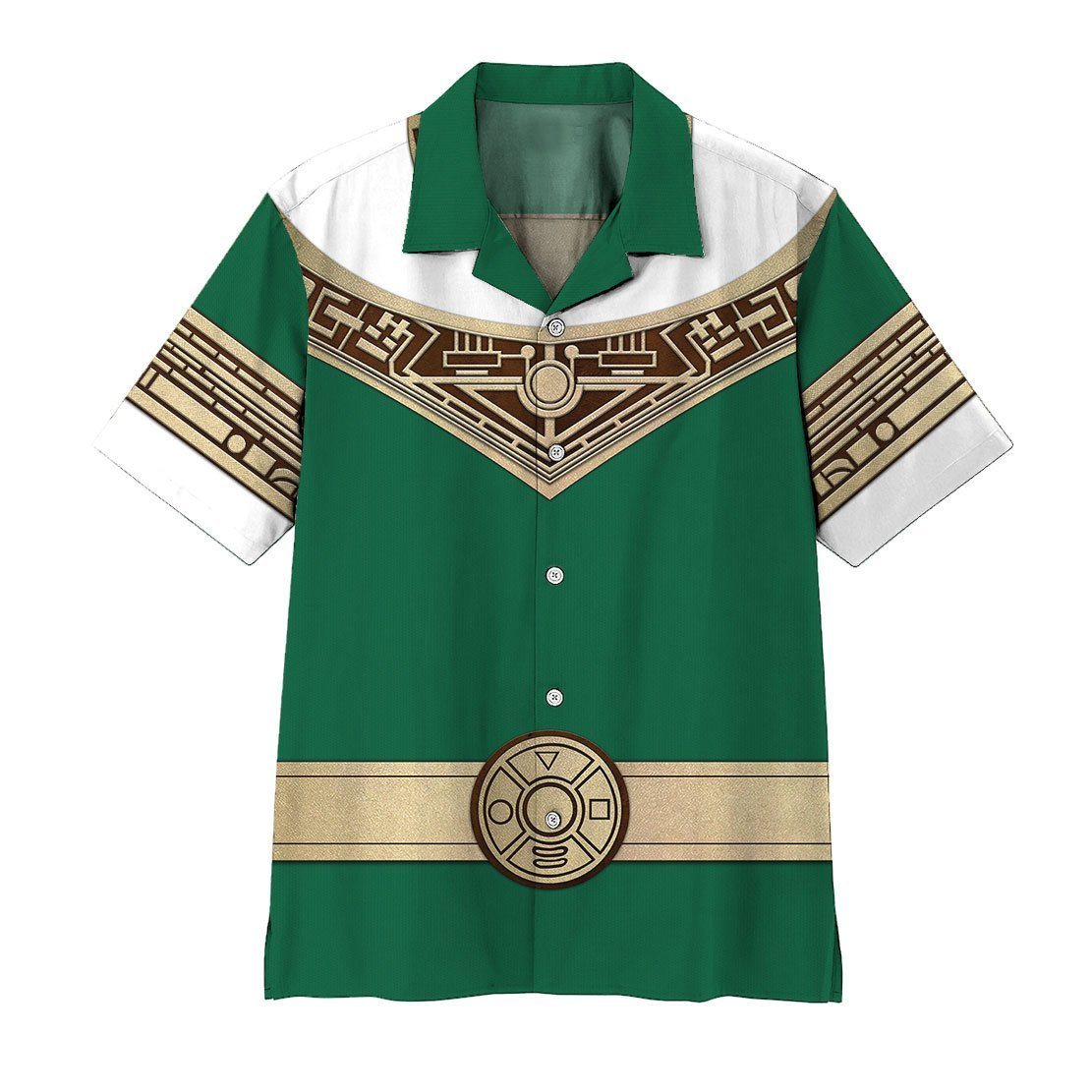 Gearhumans 3D Power Ranger Zeo Green Hawaii Shirt ZK2904212 Hawai Shirt Short Sleeve Shirt S 