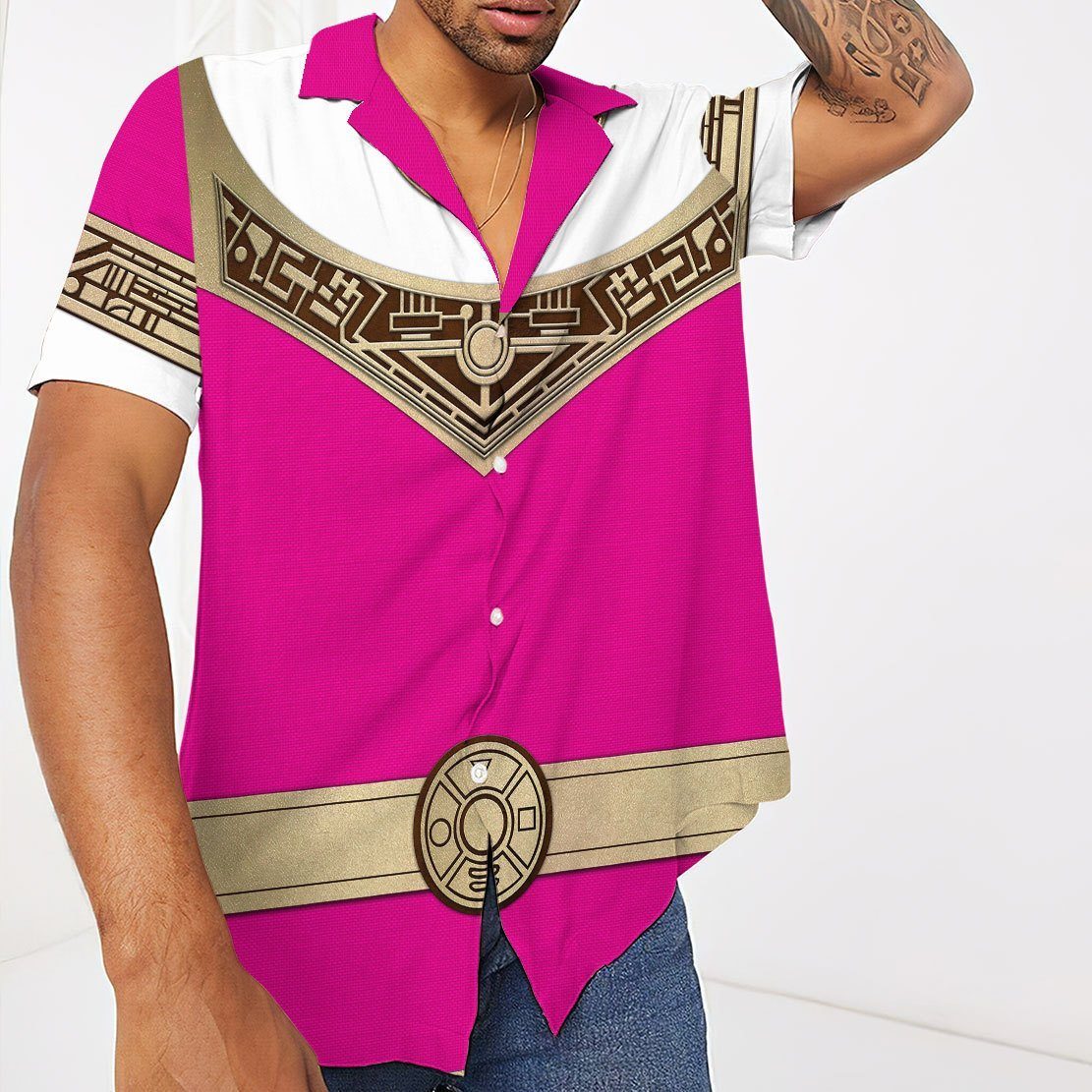Gearhumans 3D Power Ranger Zeo Pink Hawaii Shirt ZK2904216 Hawai Shirt 