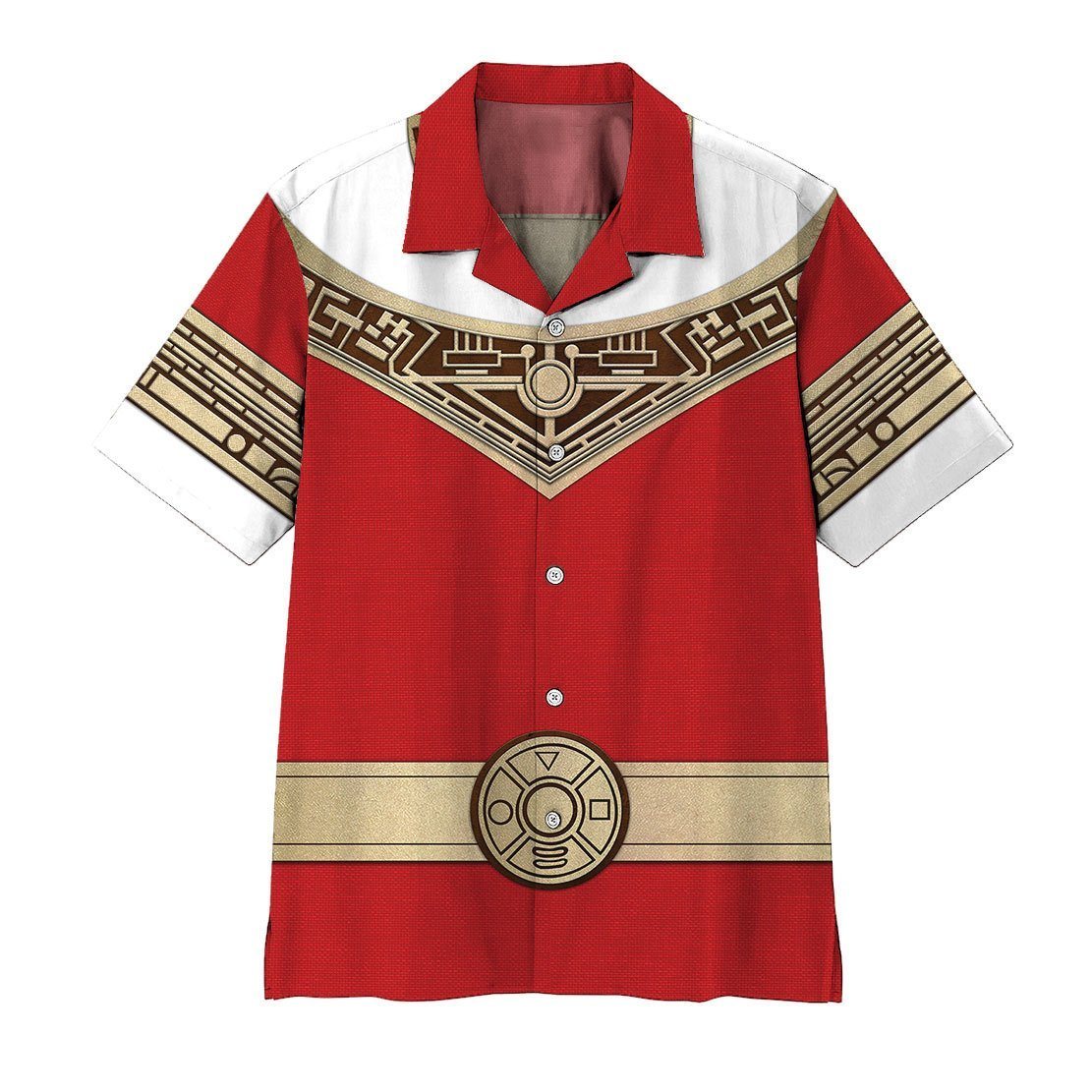 Gearhumans 3D Power Ranger Zeo Red Hawaii Shirt ZK2904212 Hawai Shirt Short Sleeve Shirt S 