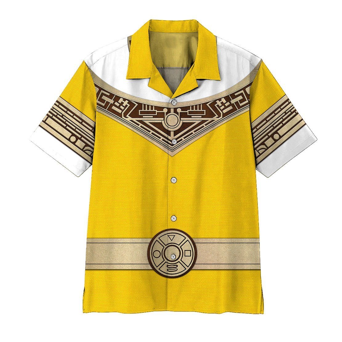 Gearhumans 3D Power Ranger Zeo Yellow Hawaii Shirt ZK2904214 Hawai Shirt Short Sleeve Shirt S 