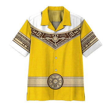 Gearhumans 3D Power Ranger Zeo Yellow Hawaii Shirt ZK2904214 Hawai Shirt Short Sleeve Shirt S 