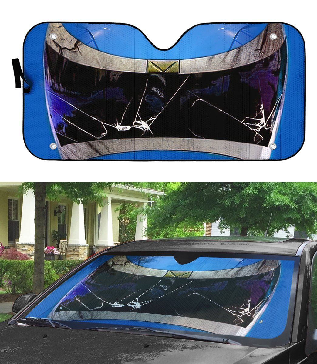 Gearhumans 3D Power Rangers In Space Blue Ranger Custom Car Auto Sunshade GW040510 Auto Sunshade 