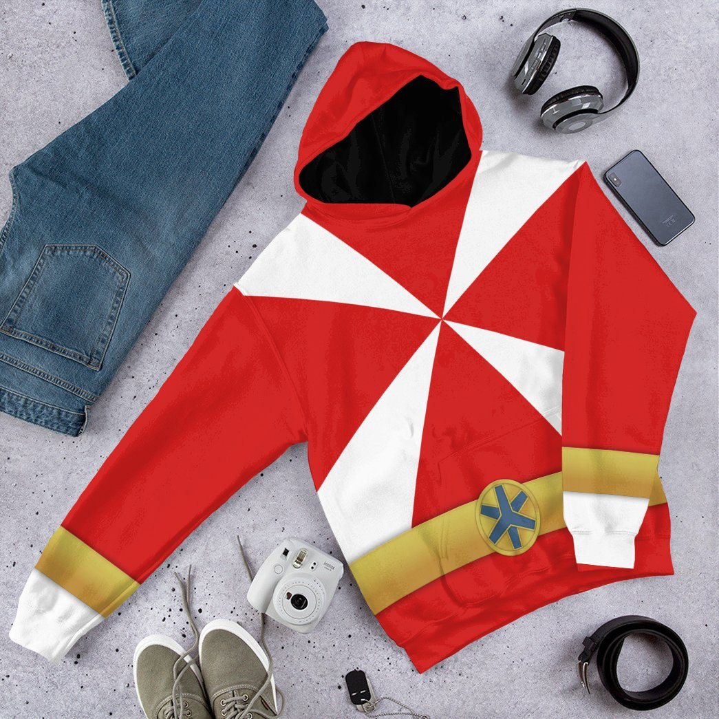 Gearhumans 3D Power Rangers Lightspeed Rescue Red Ranger Custom Tshirt Hoodie Apparel GW05041 3D Apparel