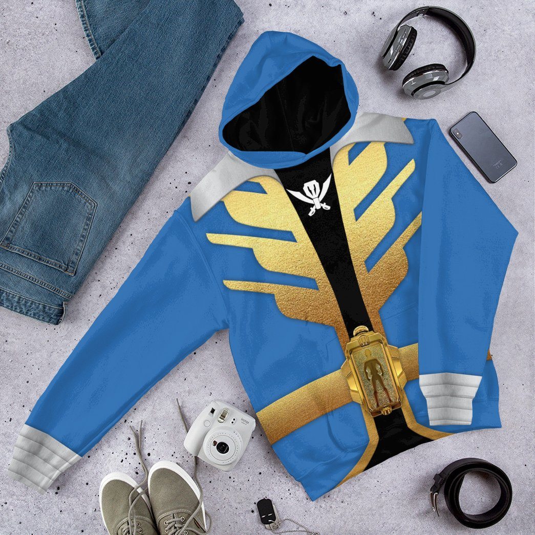 Gearhumans 3D Power Rangers Megaforce Blue Ranger Custom Tshirt Hoodie Apparel GW05046 3D Apparel