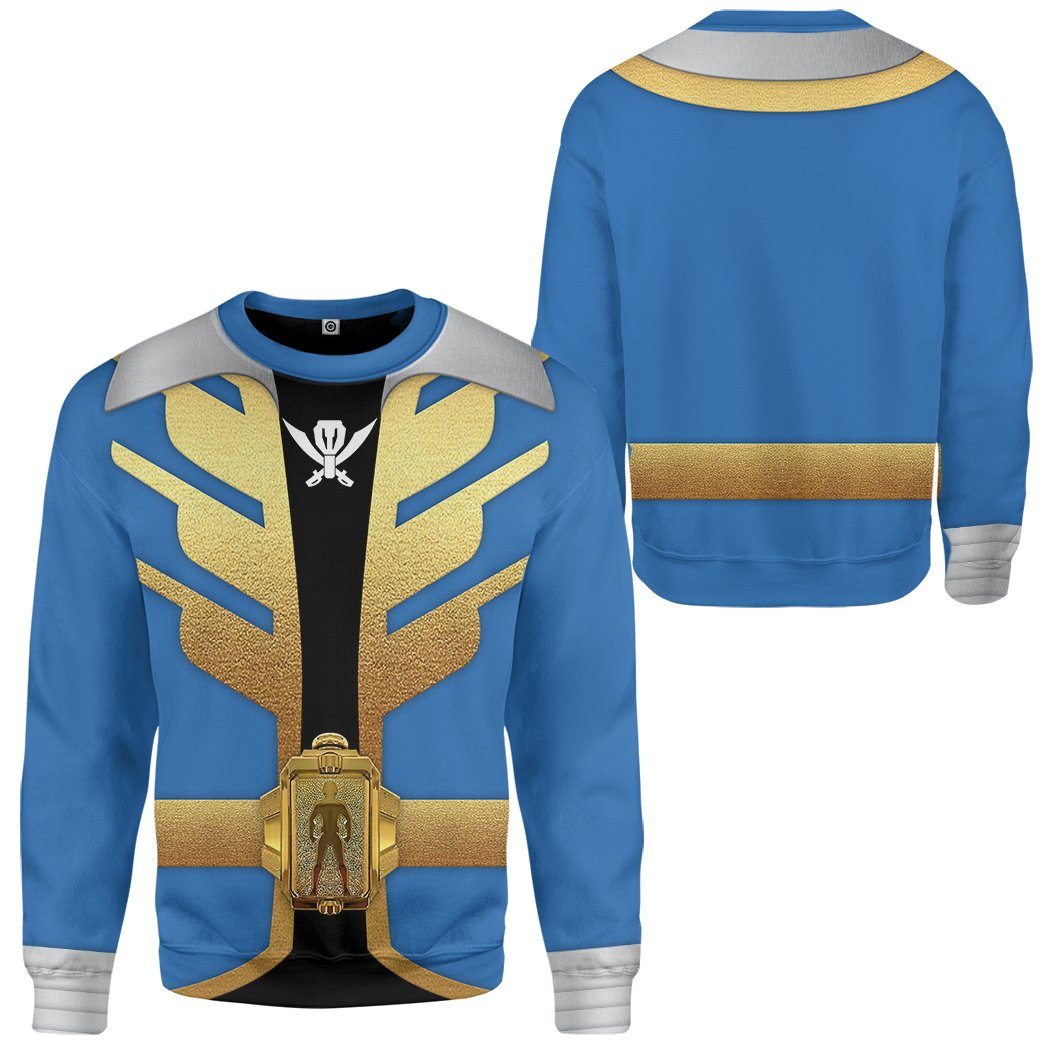 Gearhumans 3D Power Rangers Megaforce Blue Ranger Custom Tshirt Hoodie Apparel GW05046 3D Apparel