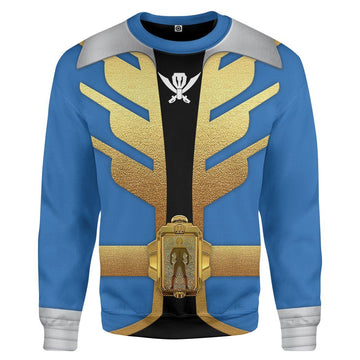Gearhumans 3D Power Rangers Megaforce Blue Ranger Custom Tshirt Hoodie Apparel GW05046 3D Apparel Long Sleeve S