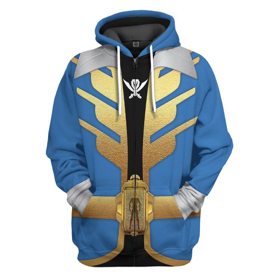 gear humans Gearhumans 3D Power Rangers Megaforce Blue Ranger Custom Tshirt Hoodie Apparel