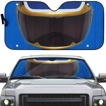 Gearhumans 3D Power Rangers Megaforce Blue Ranger Helmet Custom Car Auto Sunshade