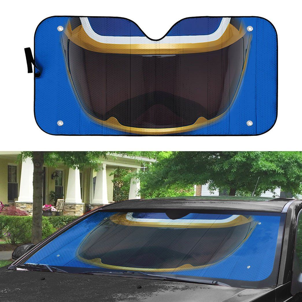 Gearhumans 3D Power Rangers Megaforce Blue Ranger Helmet Custom Car Auto Sunshade GW2304212 Auto Sunshade 