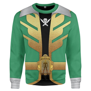 Gearhumans 3D Power Rangers Megaforce Green Ranger Custom Tshirt Hoodie Apparel GW05043 3D Apparel Long Sleeve S
