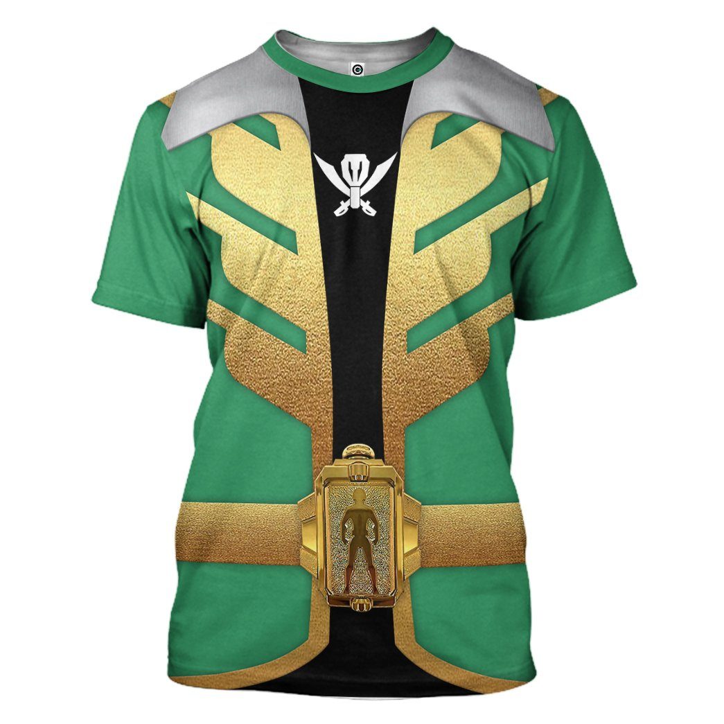 Gearhumans 3D Power Rangers Megaforce Green Ranger Custom Tshirt Hoodie Apparel GW05043 3D Apparel T-Shirt S