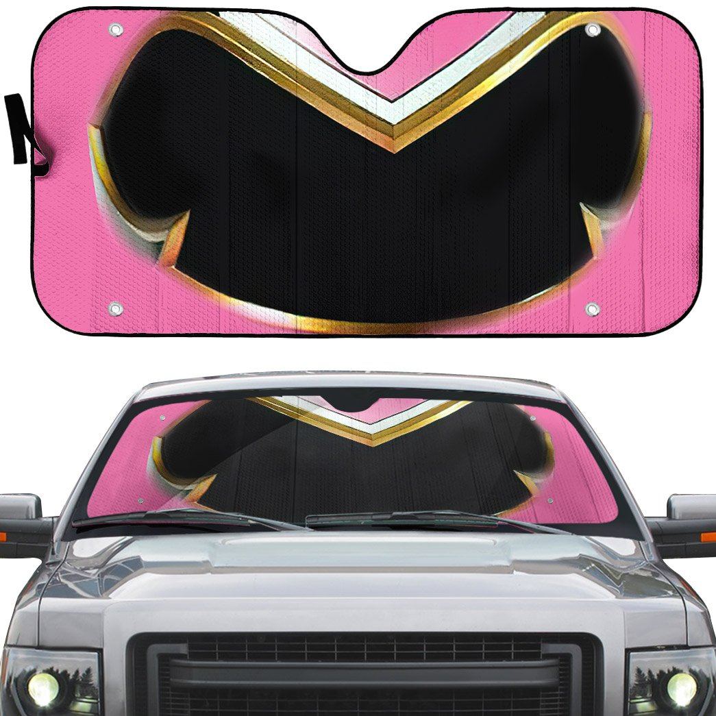 Gearhumans 3D Power Rangers Megaforce Pink Ranger Helmet Custom Car Auto Sunshade GW2304215 Auto Sunshade 