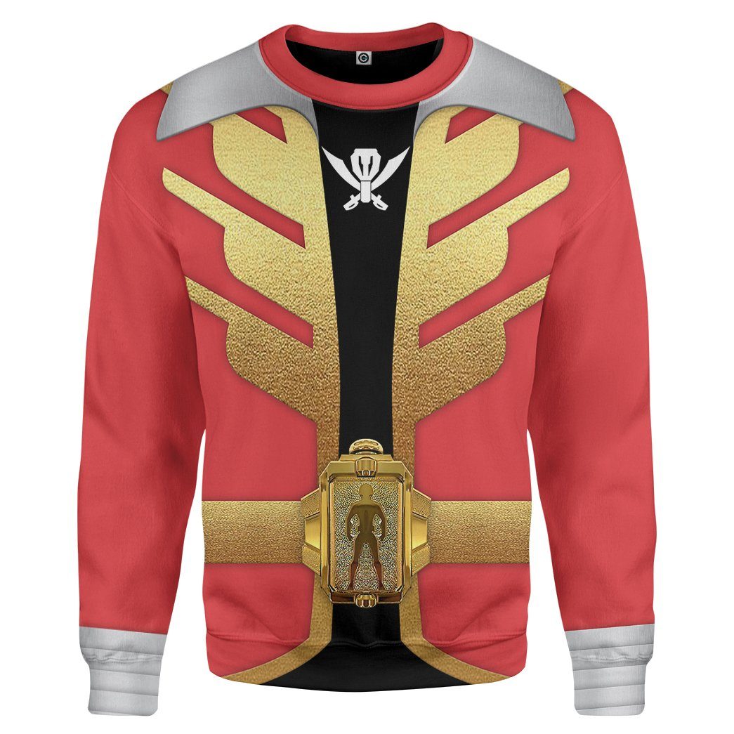 Gearhumans 3D Power Rangers Megaforce Red Ranger Custom Tshirt Hoodie Apparel GW05045 3D Apparel Long Sleeve S