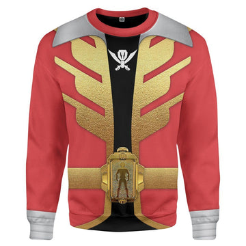 Gearhumans 3D Power Rangers Megaforce Red Ranger Custom Tshirt Hoodie Apparel GW05045 3D Apparel Long Sleeve S
