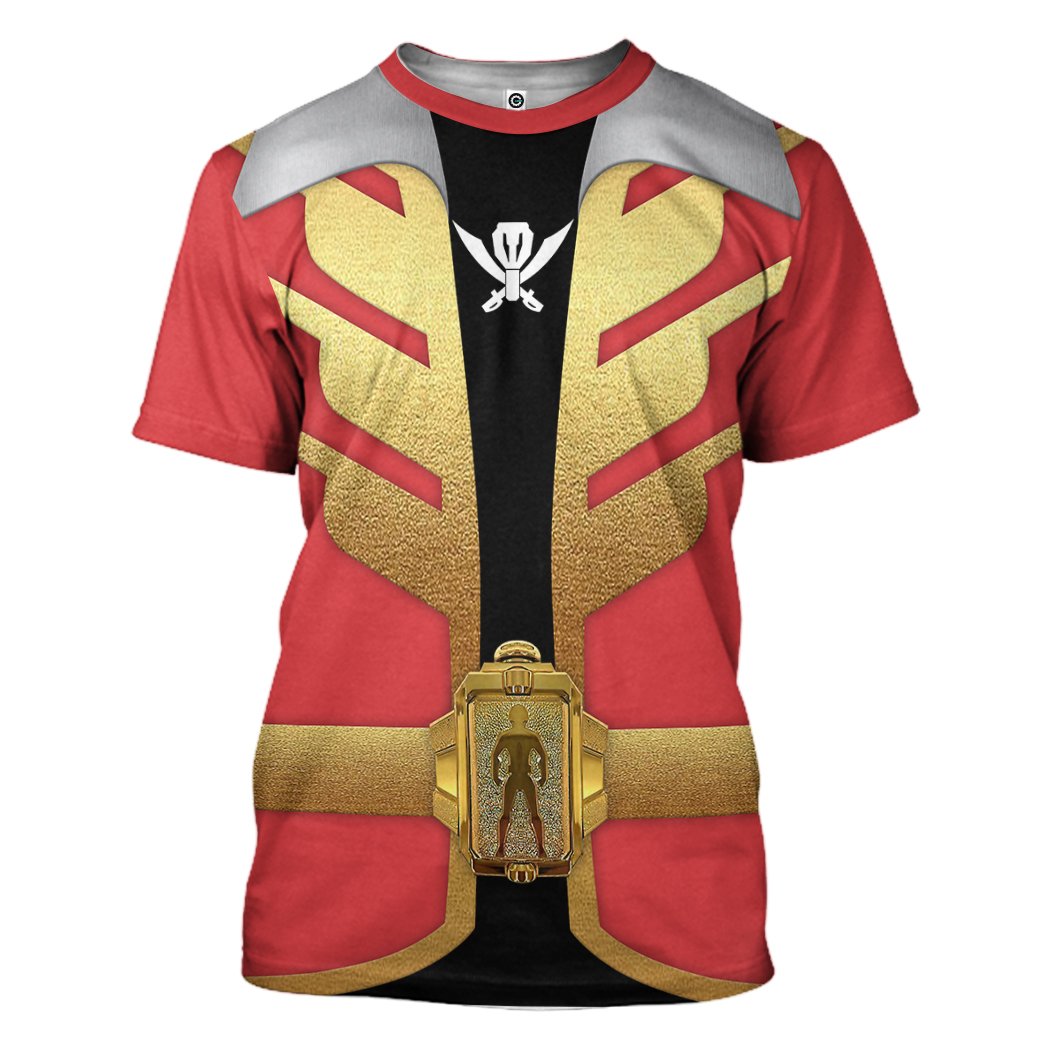 Gearhumans 3D Power Rangers Megaforce Red Ranger Custom Tshirt Hoodie Apparel GW05045 3D Apparel T-Shirt S