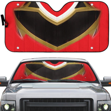 Gearhumans 3D Power Rangers Megaforce Red Ranger Helmet Custom Car Auto Sunshade