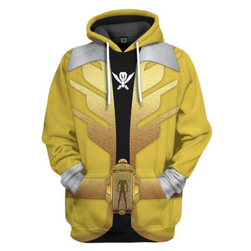 Gearhumans 3D Power Rangers Megaforce Yellow Ranger Custom Tshirt Hoodie Apparel GW05044 3D Apparel Hoodie S