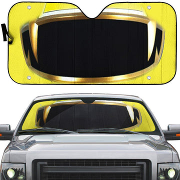 Gearhumans 3D Power Rangers Megaforce Yellow Ranger Helmet Custom Car Auto Sunshade