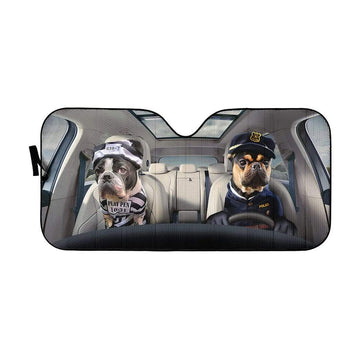 Gearhumans 3D Prisoner And Police Pugs Custom Car Auto Sunshade